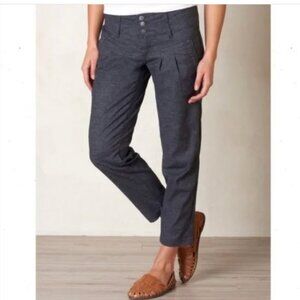 PRANA Lizbeth Gray Pleated Cropped Ankle Stretch Pant Tapered Leg Neutral Hemp 8